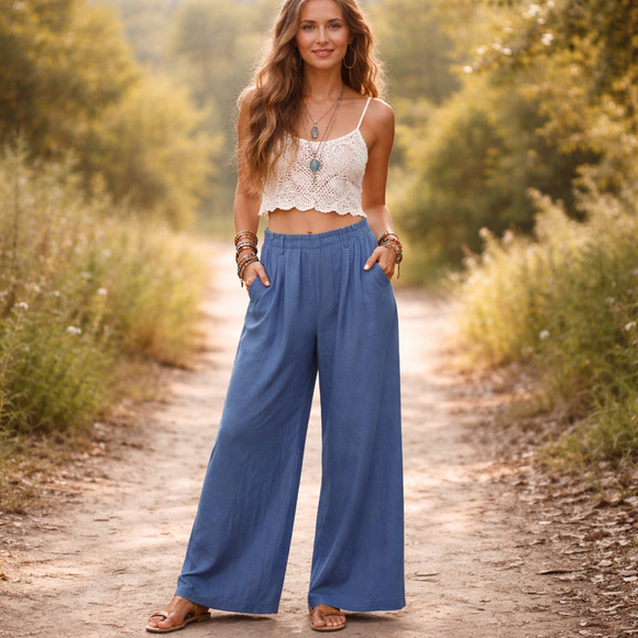 NWT Halara Pants Women’s Medium High Waisted Wide Leg Crinkle Pockets Activewear - Picture 1 of 12